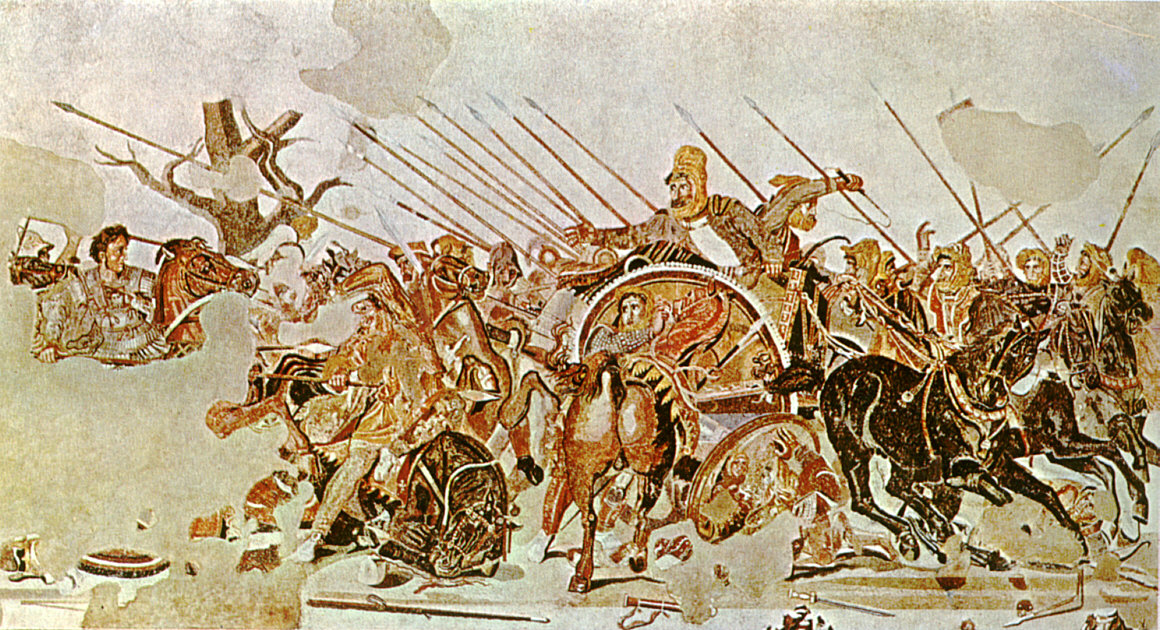 The Alexander Mosaic depicting Alexander the Great confronting Darius III