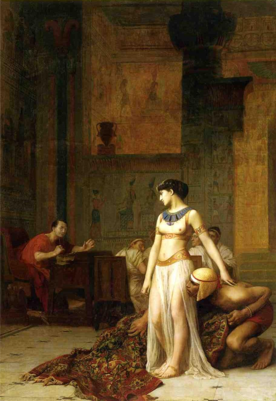 Cleopatra standing before Caesar in Jean-Léon Gérôme’s painting